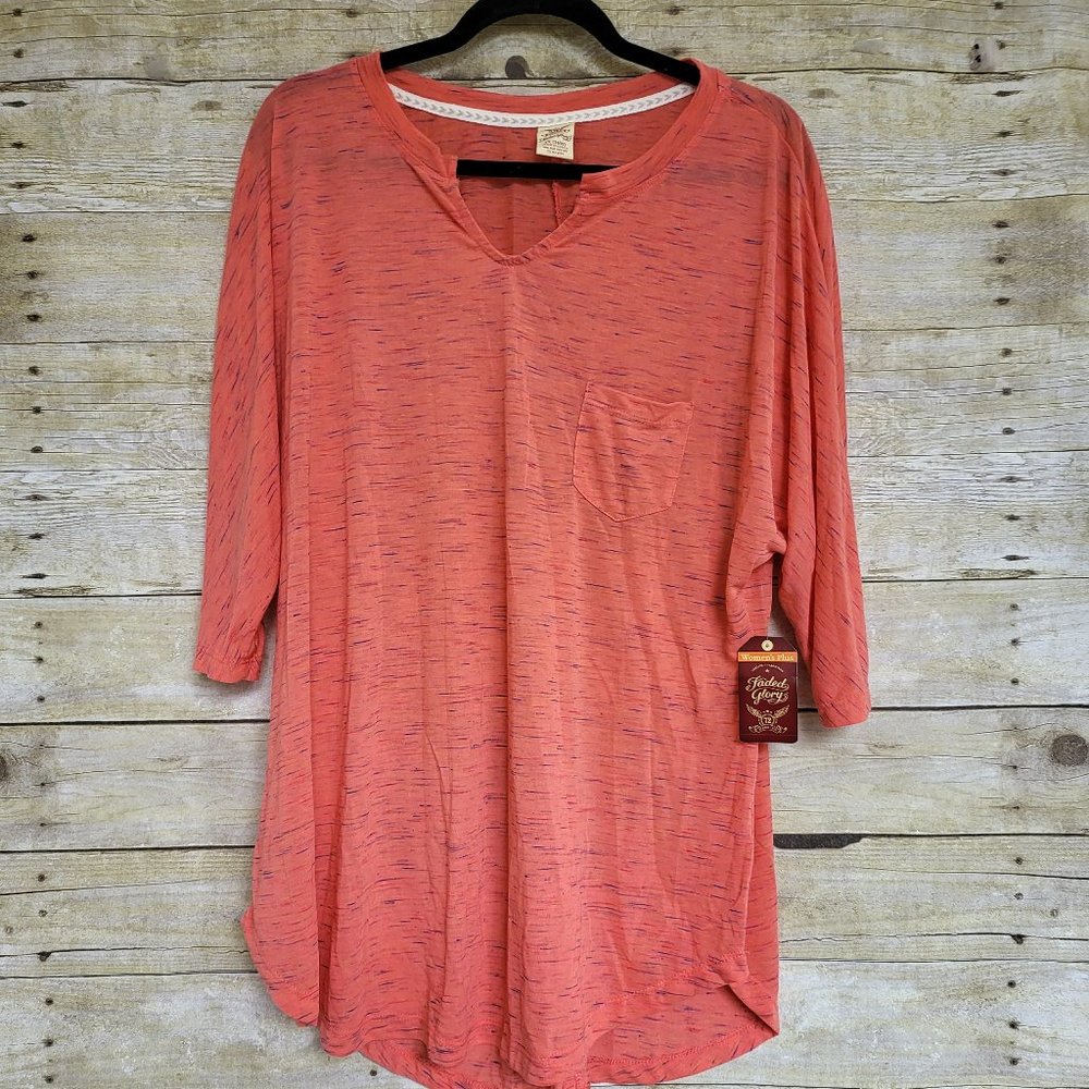 Faded Glory 1X Heathered Coral Tunic